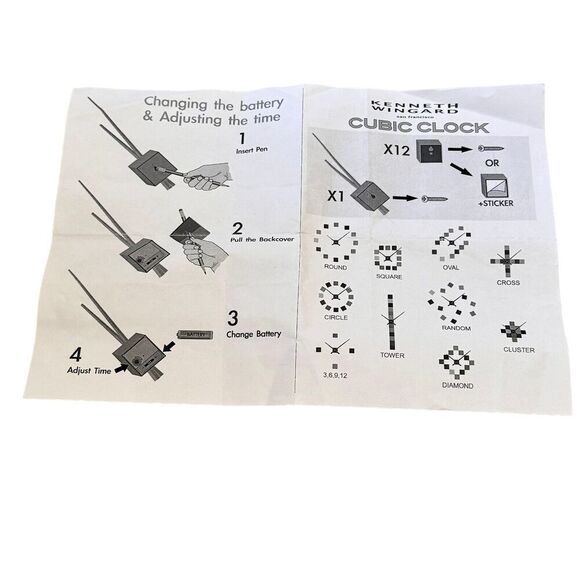 Vintage MCM Kenneth Wingard Cubic Wall Clock Faux Wood Grain Silver Hands RARE - Picture 5 of 9